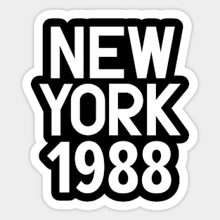 Iconic New York Birth Year Series: Timeless Typography - New York 1988 Sticker